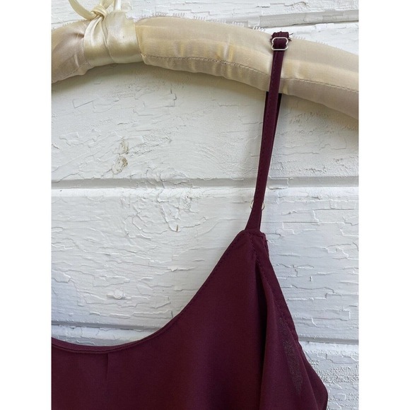 Bohme Dress Burgundy Red Empire Waist Sleeveless Maxi Length Chiffon Beachy - Picture 6 of 6